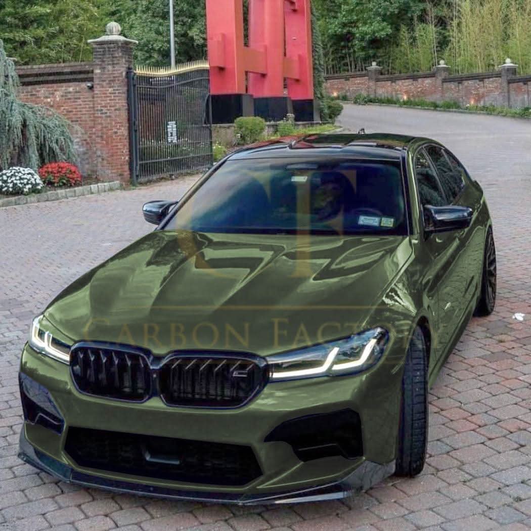 V Style Gloss Black Front Splitter for BMW F90 M5 21-24 - Carbon Factory