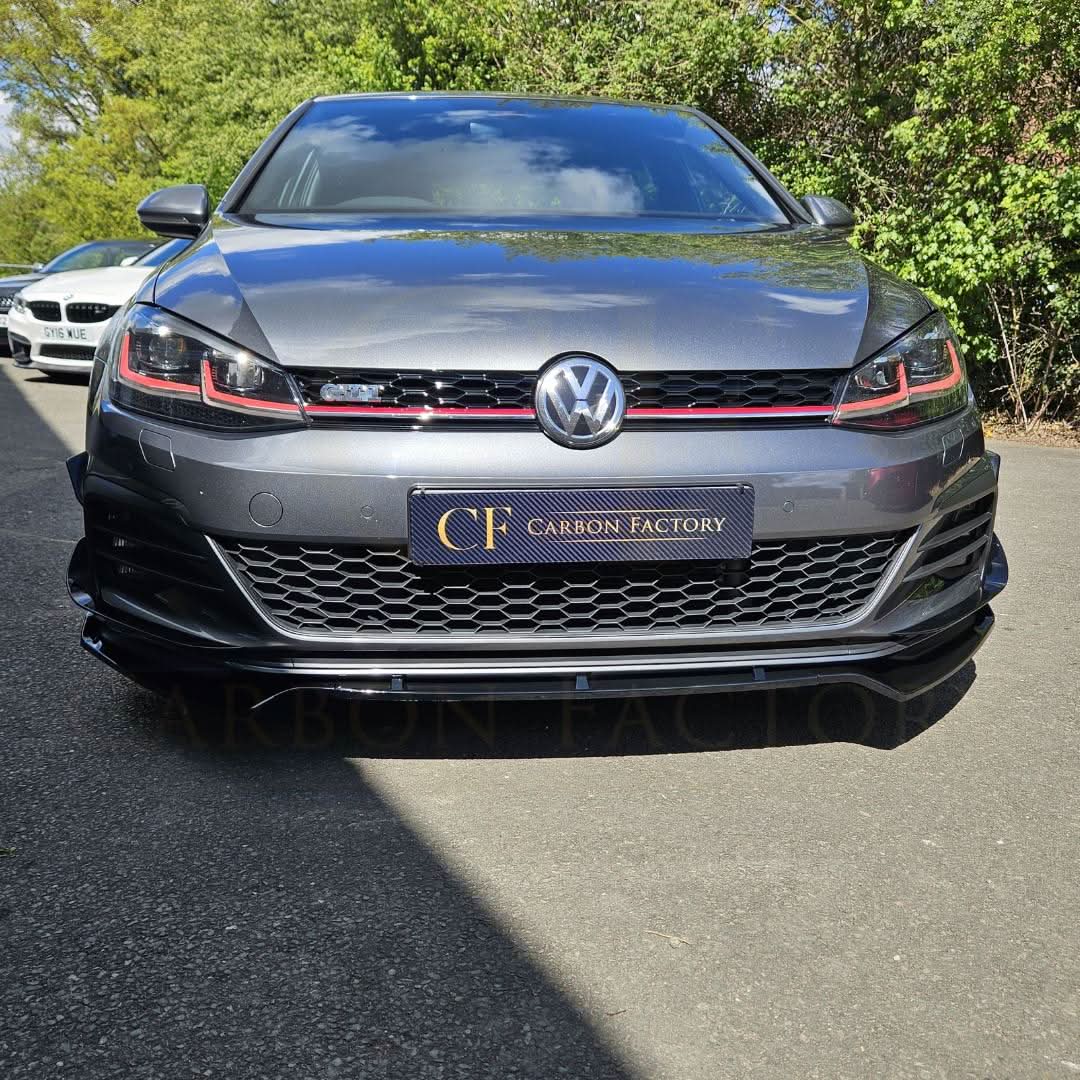 V Style Gloss Black Front Splitter for VW Golf MK7 MK7.5 GTI / R 13-20 - Carbon Factory
