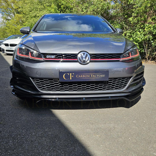 V Style Gloss Black Front Splitter for VW Golf MK7 MK7.5 GTI / R 13-20 - Carbon Factory