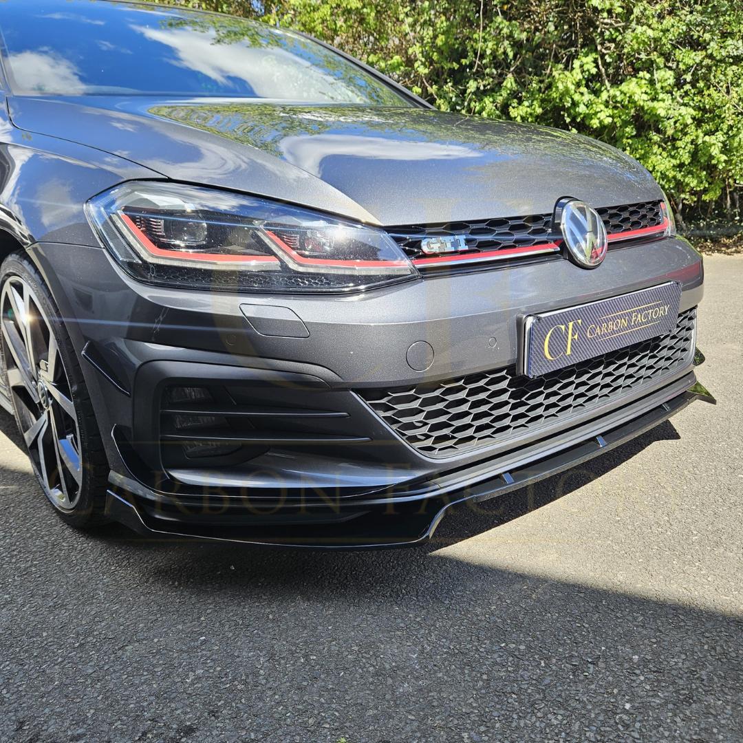 V Style Gloss Black Front Splitter for VW Golf MK7 MK7.5 GTI / R 13-20 - Carbon Factory