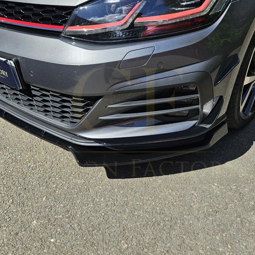 V Style Gloss Black Front Splitter for VW Golf MK7 MK7.5 GTI / R 13-20 - Carbon Factory