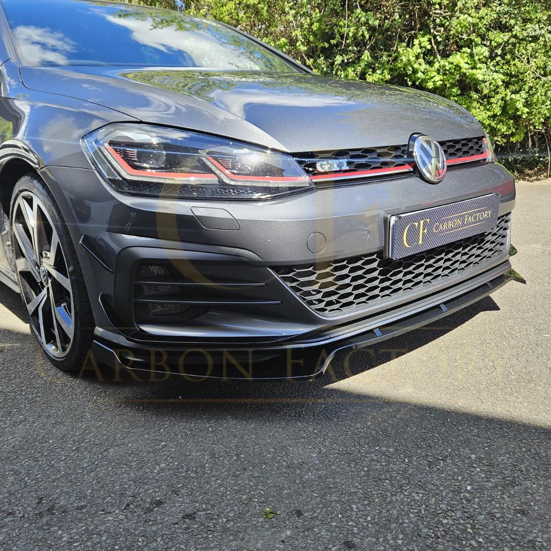 V Style Gloss Black Front Splitter for VW Golf MK7 MK7.5 GTI / R 13-20 - Carbon Factory