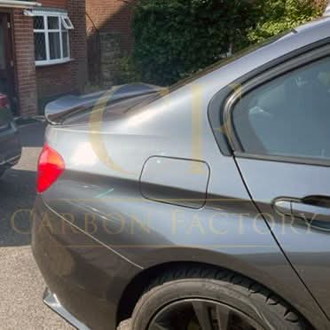 Gloss black PSM style boot spoiler for BMW 3 Series F30 F80 saloon including M3 models, showcasing sleek aerodynamic design.