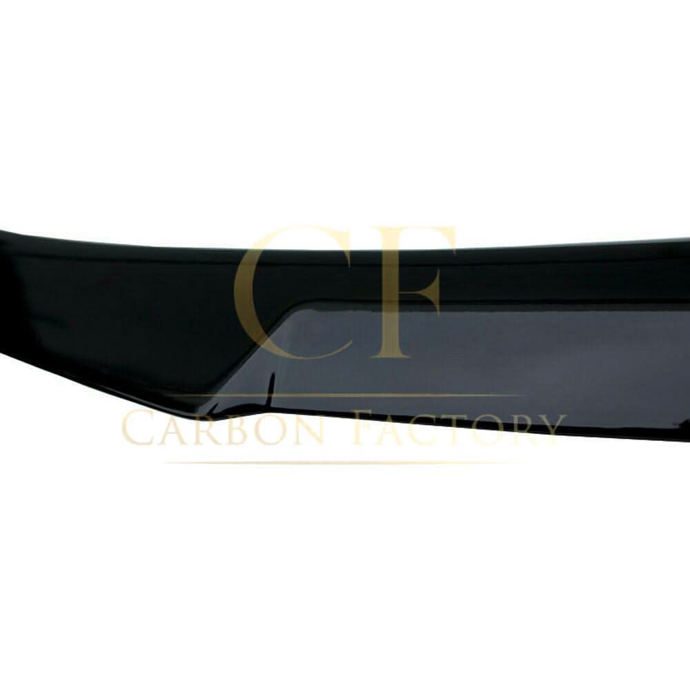 Gloss black V-style boot spoiler for BMW 3 Series F30 F80 Saloon, including M3 models, enhances sporty look and aerodynamics.