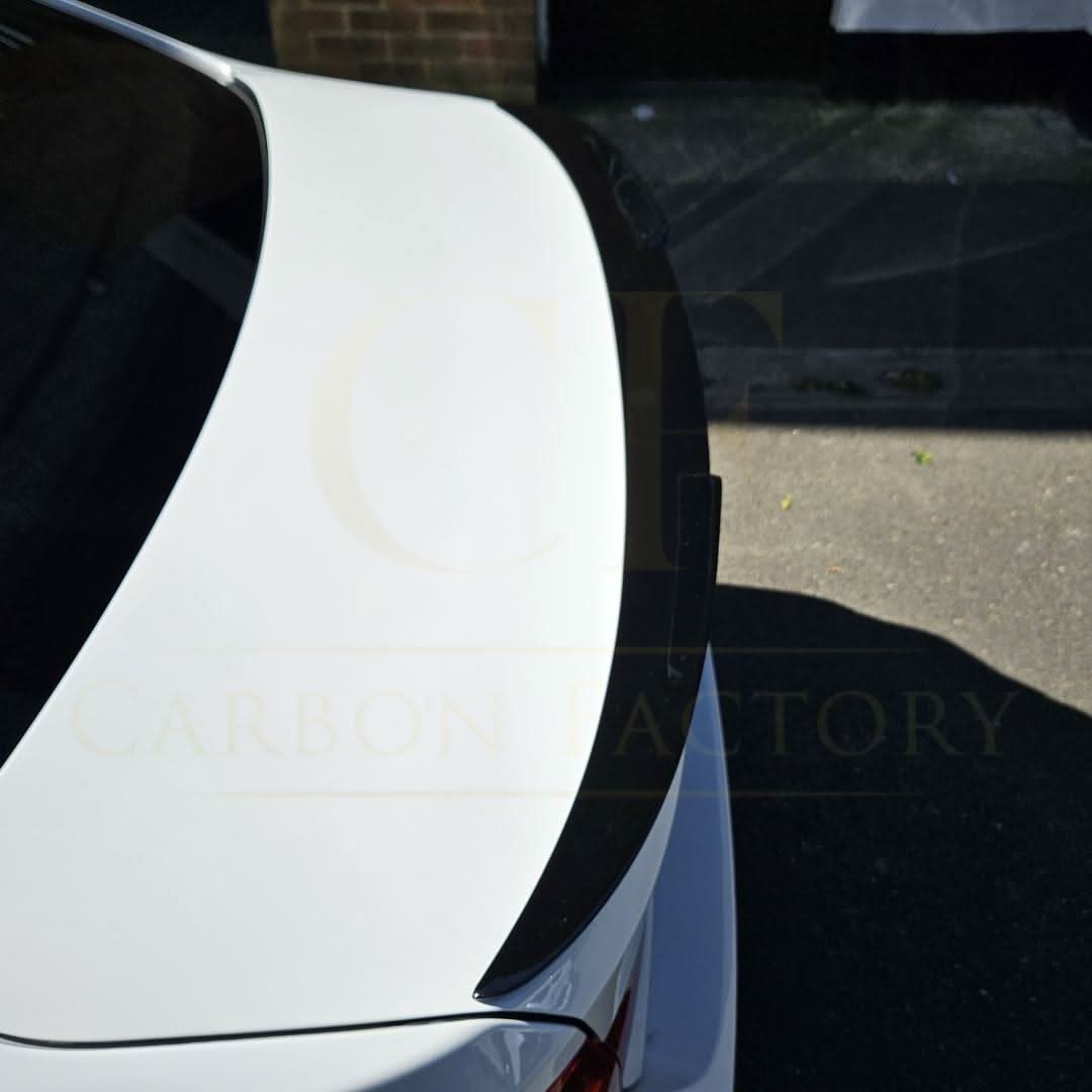 Gloss black V-style boot spoiler for BMW 3 Series F30 F80 M3 saloon, enhancing sporty look and aerodynamics.