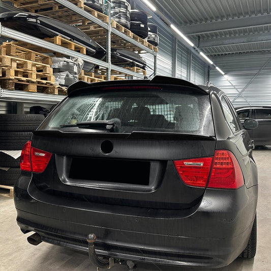 V Style Gloss Black Mid Spoiler for BMW E91 Estate 3 Series 05-13 - Carbon Factory
