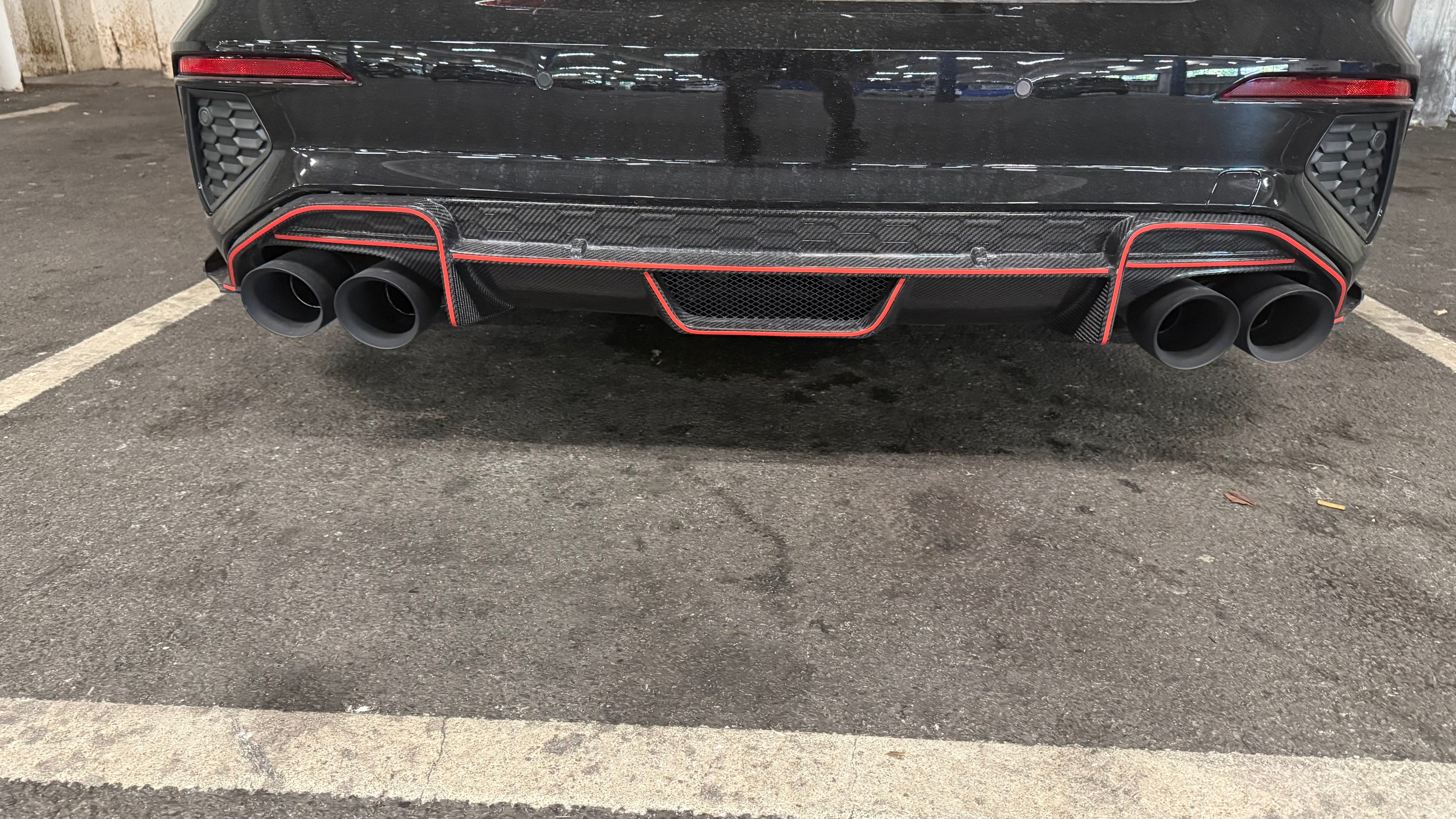 Carbon Fibre rear diffuser for Audi S3 Saloon 21-present, showcasing sleek aerodynamic design and high-quality finish.