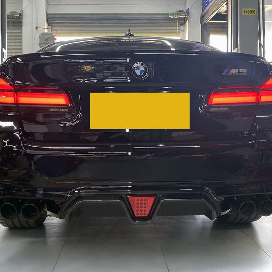 CS Style with LED Pre-Preg Carbon Fibre Rear Diffuser for BMW F90 M5 17-24 - Carbon Factory