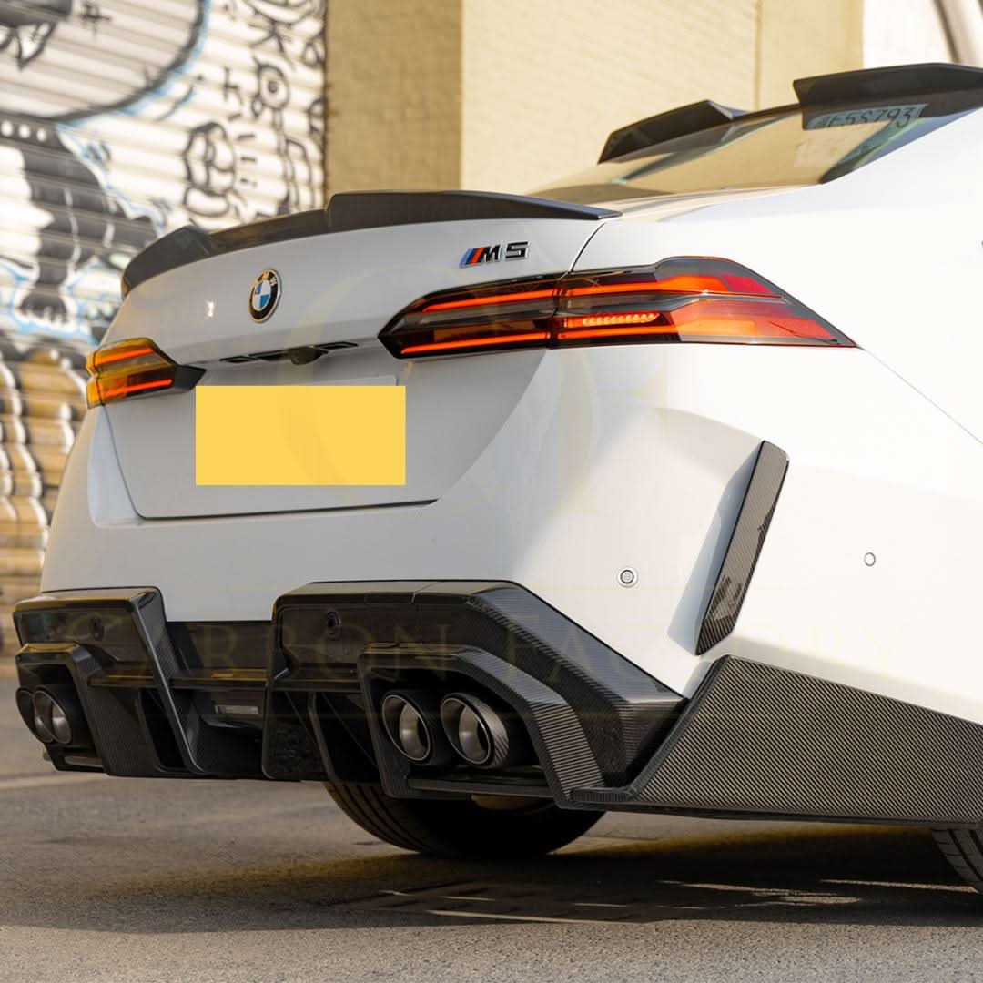 Pre-Preg Carbon fibre rear diffuser for BMW G90 G99 M5 2025-present, showcasing sleek aerodynamic design.