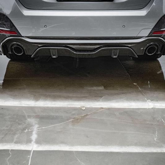 SQ Style Pre-Preg Carbon Fibre Rear Diffuser Dual Exhaust for BMW G26 4 Series Gran Coupe 21-24 - Carbon Factory