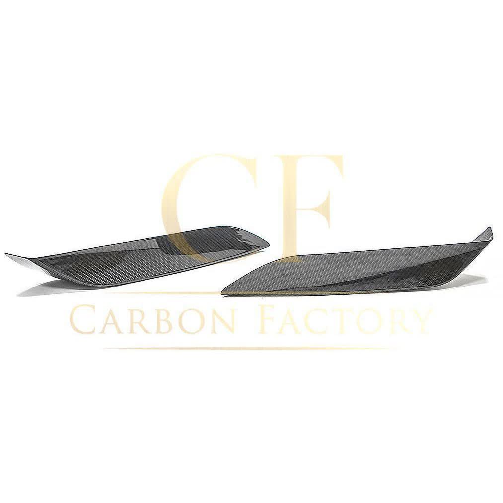 OEM-style carbon fibre front bumper trims for BMW F80 M3, F82, F83 M4, exterior trims by Pre-Preg Carbon, shown on the vehicle.
