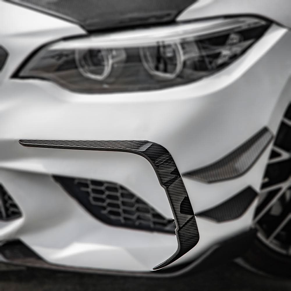 SQ Style Pre-Preg Carbon Fibre Front Bumper Canards for BMW F87 M2 LCI 18-22 - Carbon Factory