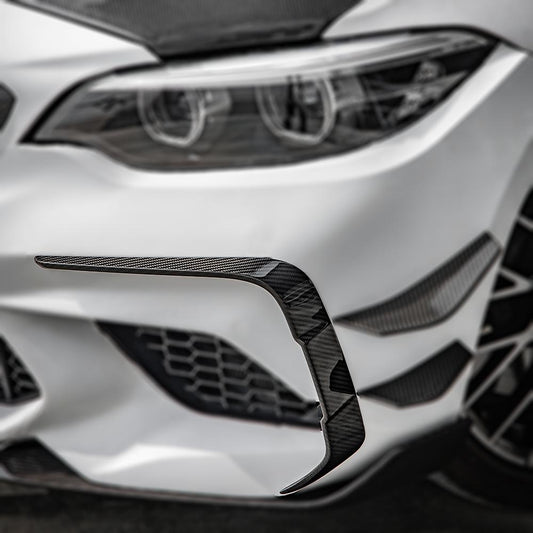 SQ Style Pre-Preg Carbon Fibre Front Bumper Canards for BMW F87 M2 LCI 18-22 - Carbon Factory