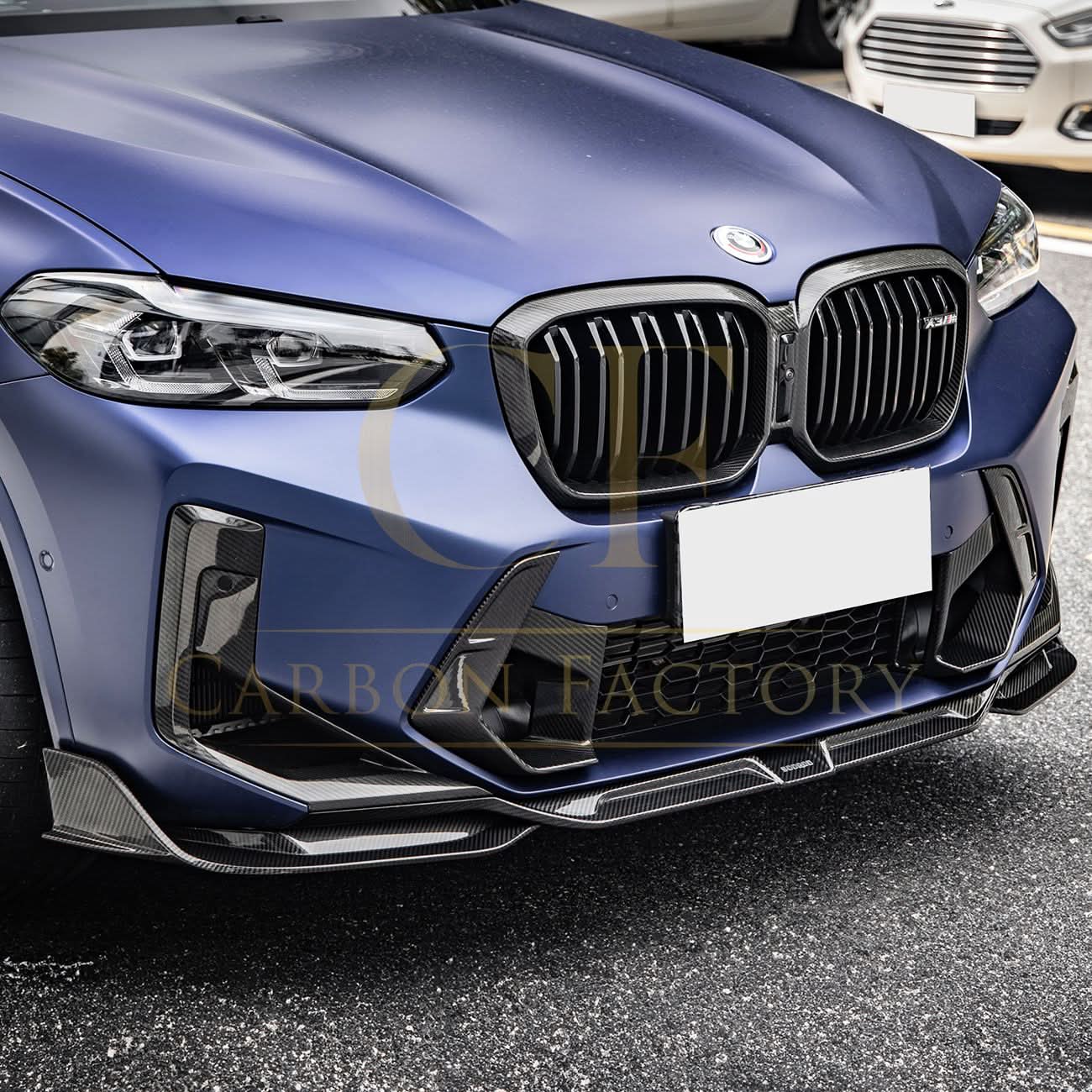 V Style Pre-Preg Carbon Fibre Front Bumper Trims for BMW F97 X3M F98 X4M LCI 22-24 - Carbon Factory
