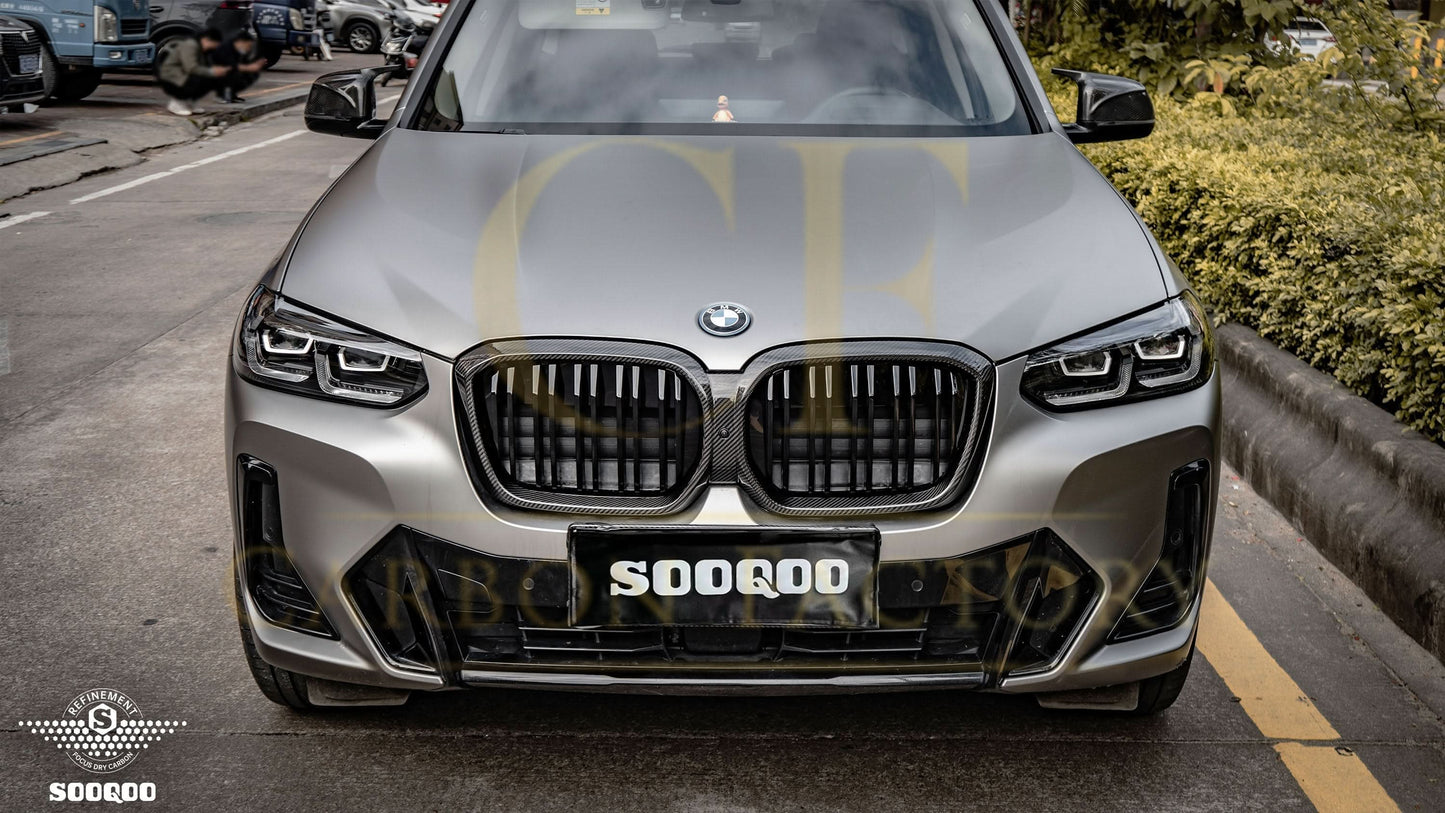 Double Slat Pre-Preg Carbon Fibre Front Grille for BMW G08 IX3 LCI 22-25 - Carbon Factory