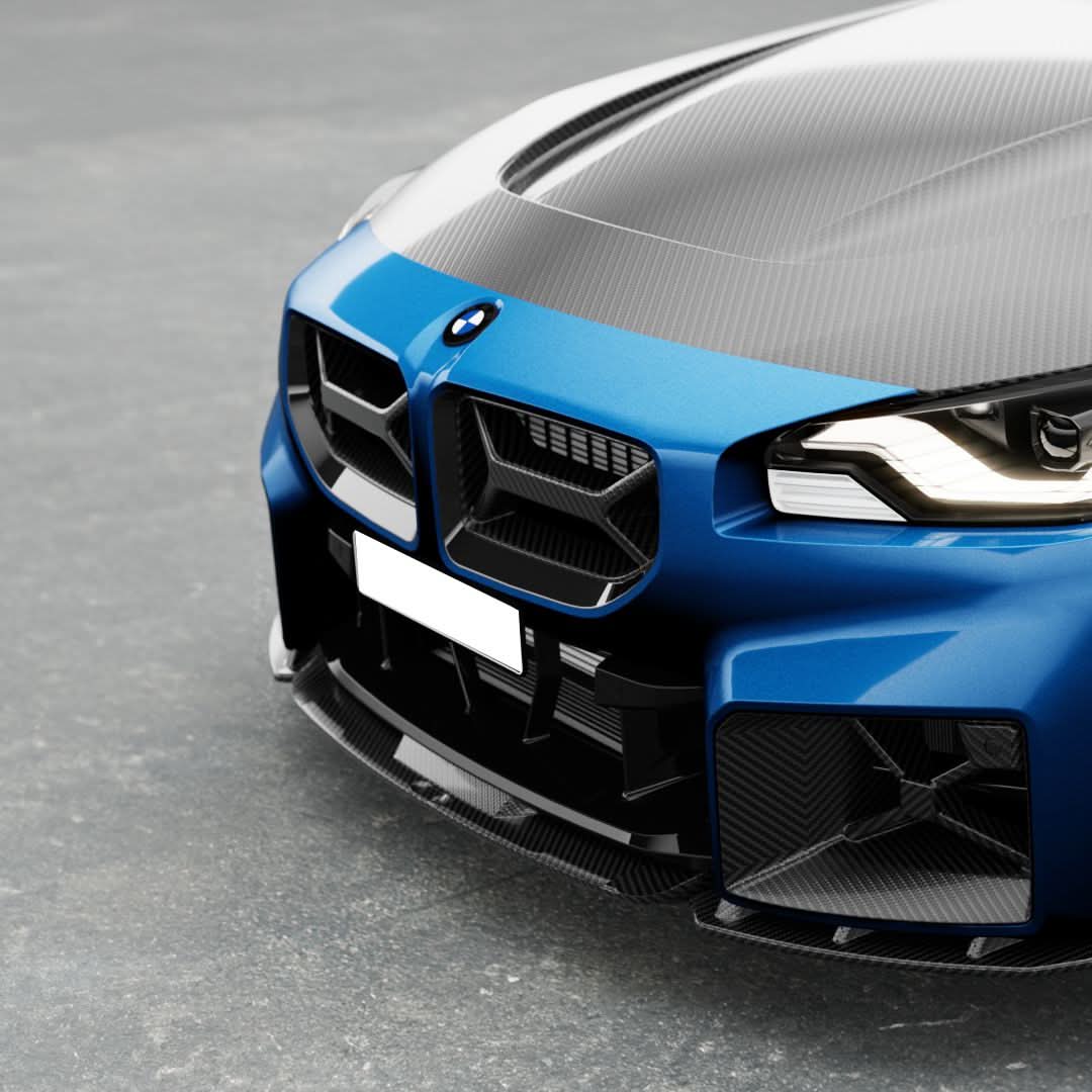 V style Pre-Preg Carbon Fibre Front Grill for BMW G87 M2 23-Present - Carbon Factory