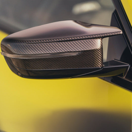 Pre-Preg Carbon Fibre Replacement Mirror Covers for BMW G22 G23 G26 M440i i4 M50 20-Present - Carbon Factory