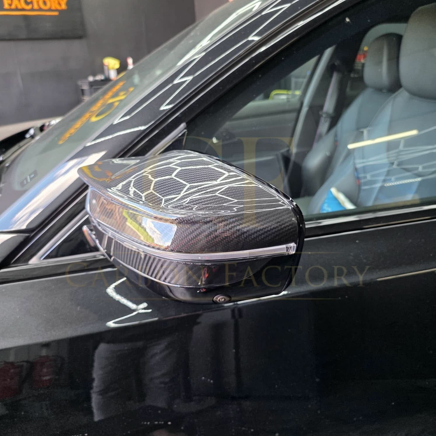 Pre-Preg Carbon Fibre Replacement Mirror Covers for BMW G22 G23 G26 M440i i4 M50 20-Present - Carbon Factory
