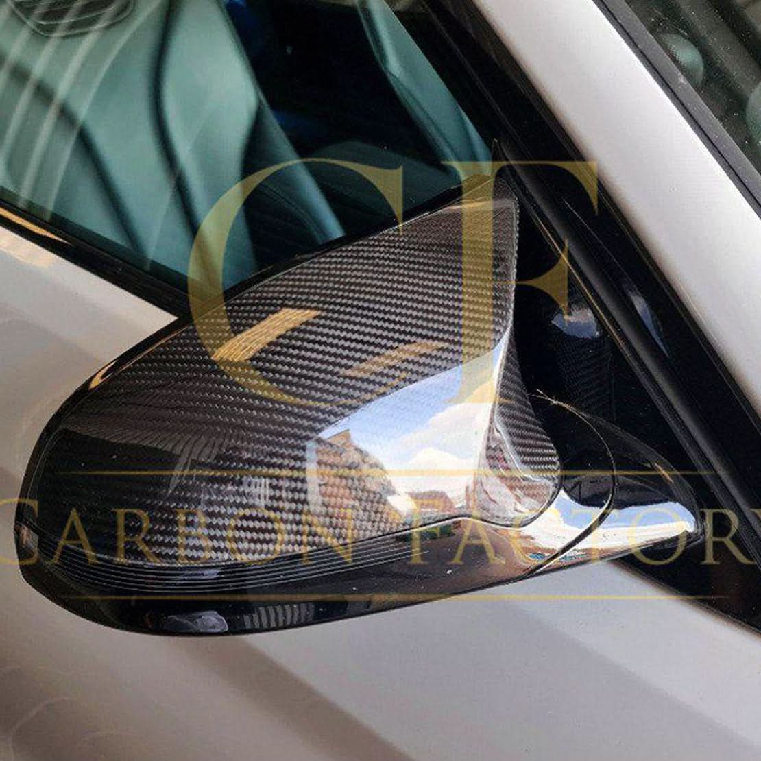 Pre-Preg Carbon fibre replacement mirror covers for BMW F80 M3, F82 F83 M4, F87 M2 Comp, right-hand drive, sleek automotive upgrade.