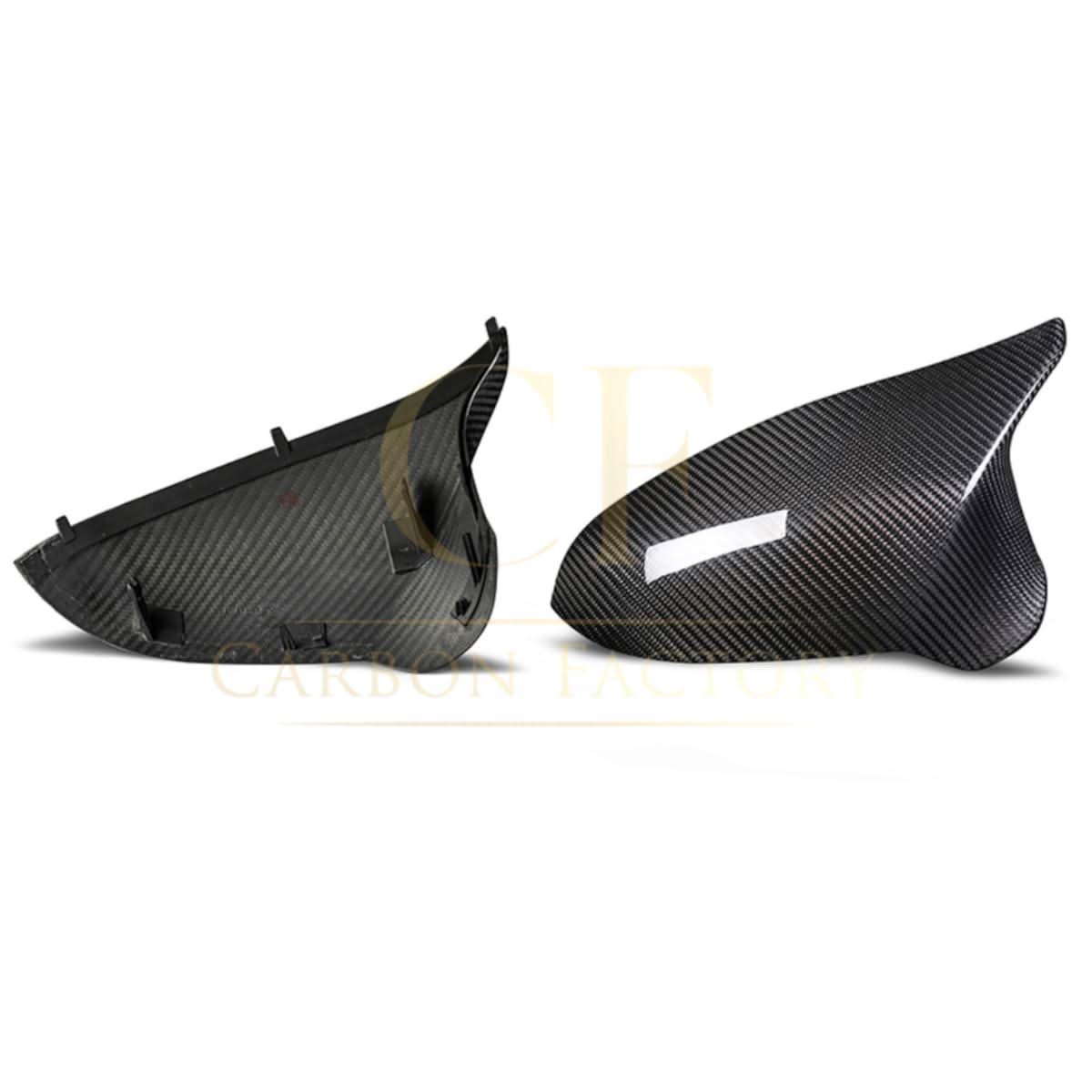 Pre-Preg Carbon fibre replacement mirror covers for BMW F80 M3, F82 F83 M4, F87 M2 Comp, right-hand drive, sleek car accessory.