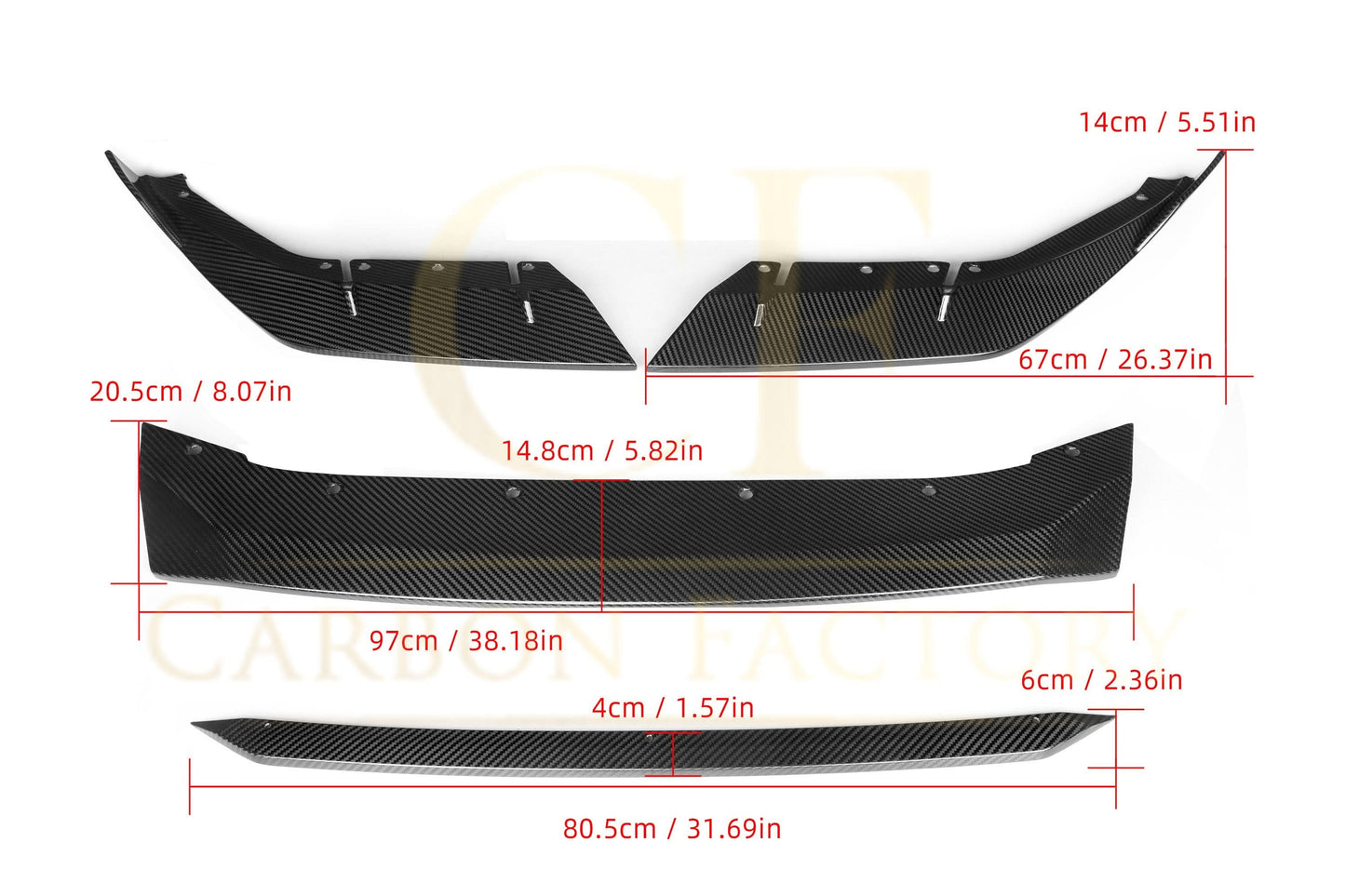 MP Style Pre-Preg Carbon Fibre Front Splitter for BMW F90 M5 Pre-LCI 17-20 - Carbon Factory
