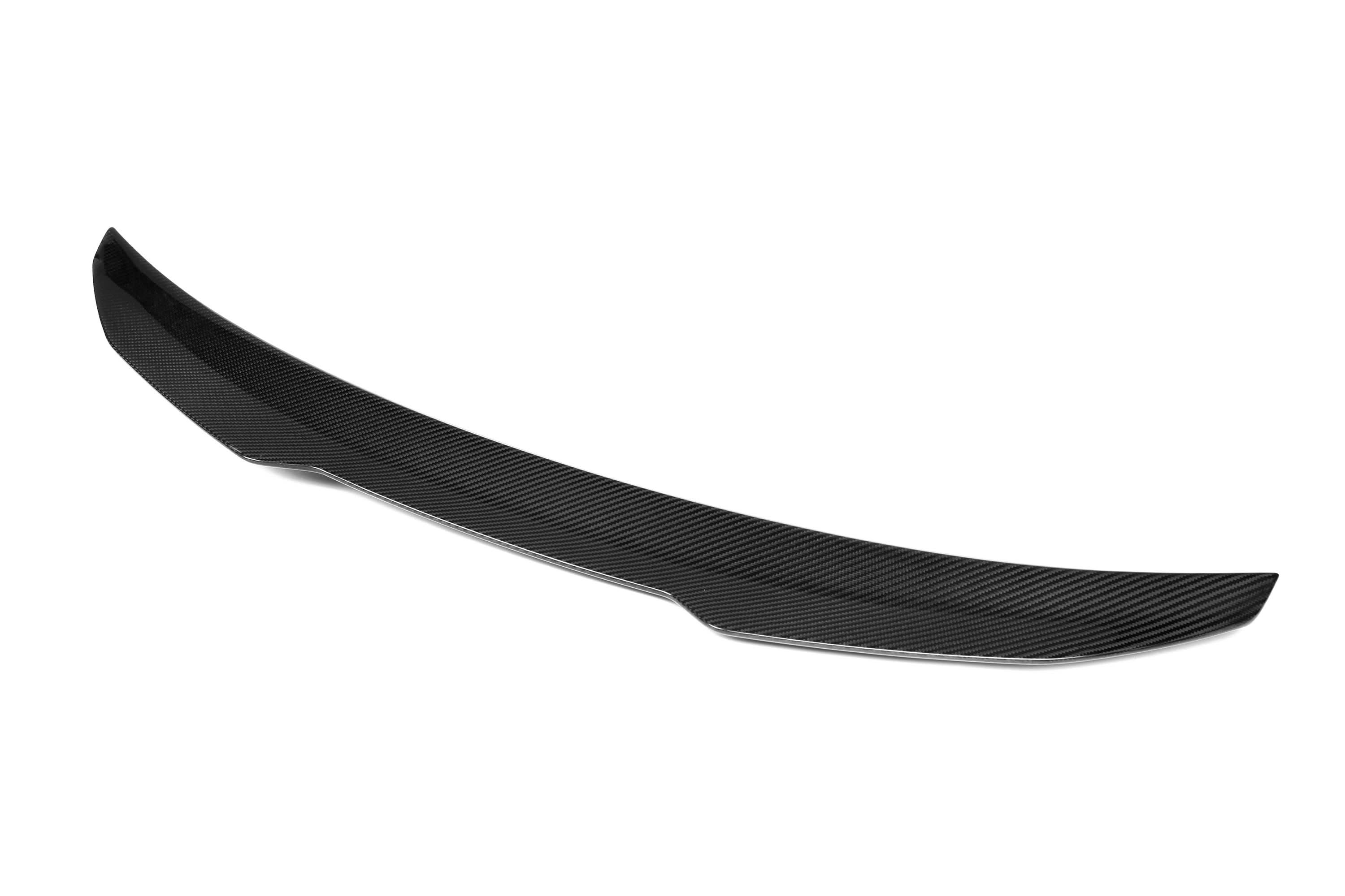 Pre-Preg Carbon fibre boot spoiler for Audi A3 S3 RS3 Saloon 2013-2020, enhances sporty look and aerodynamics.