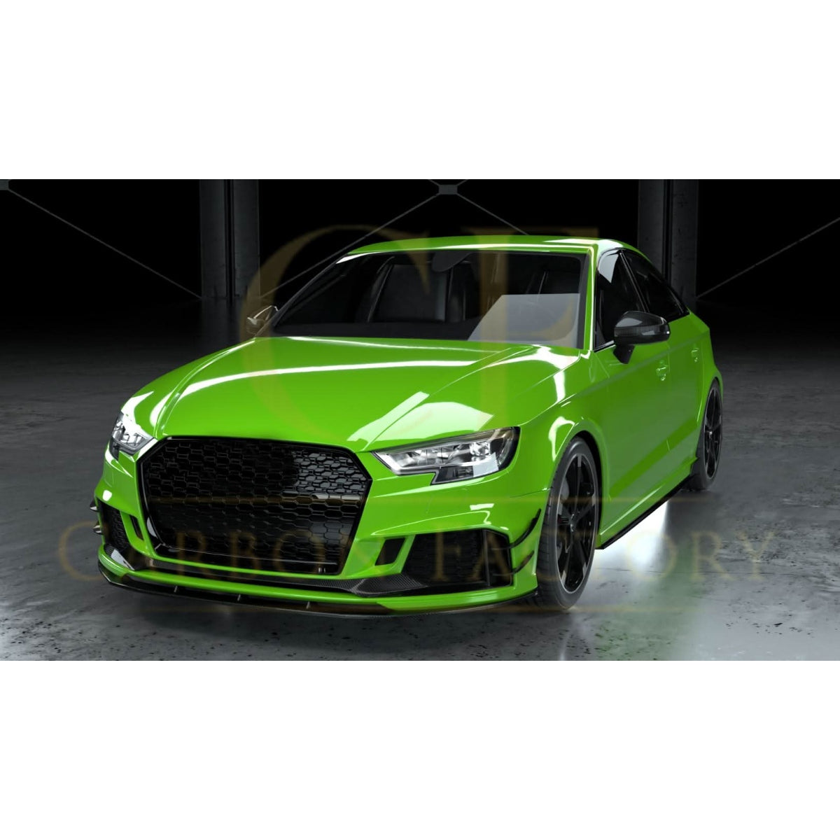 Pre-Preg Carbon Fibre Front Canards for Audi 8V RS3 Saloon 17-20 - Carbon Factory