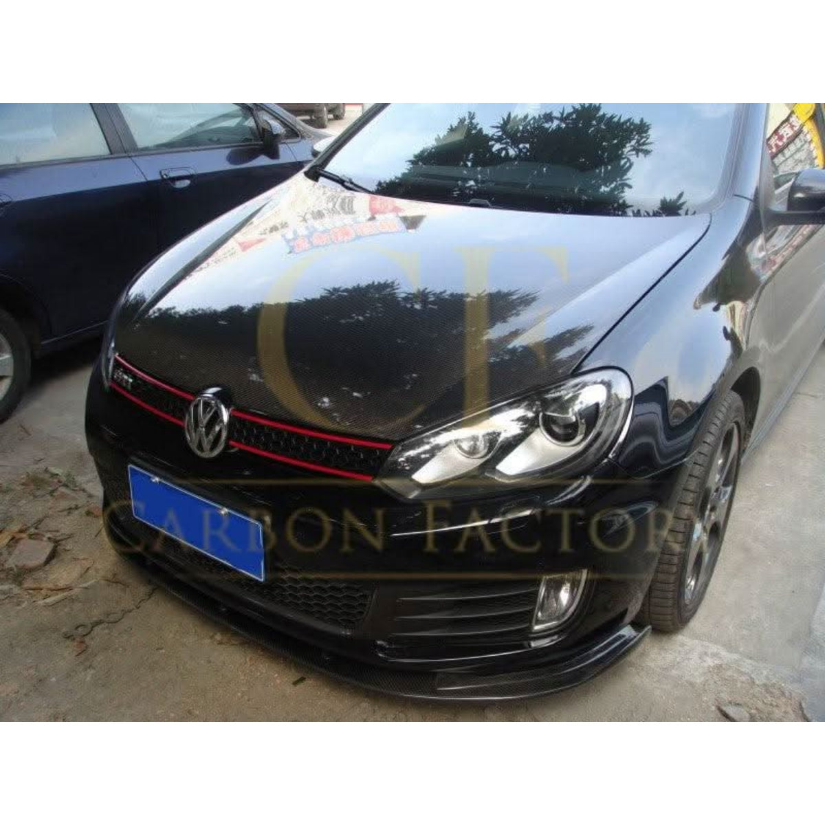 H2 Style Carbon Fibre Front Splitter for VW Golf MK6 GTI 08-13 - Carbon Factory