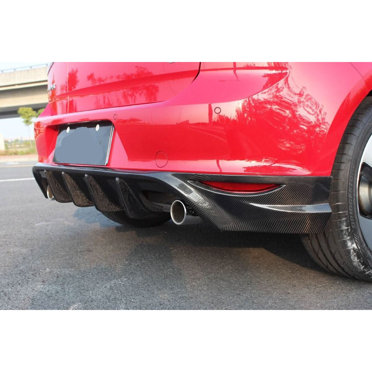 CF Style Carbon Fibre Rear Diffuser for VW Golf MK7 GTI GTD 14-17 - Carbon Factory