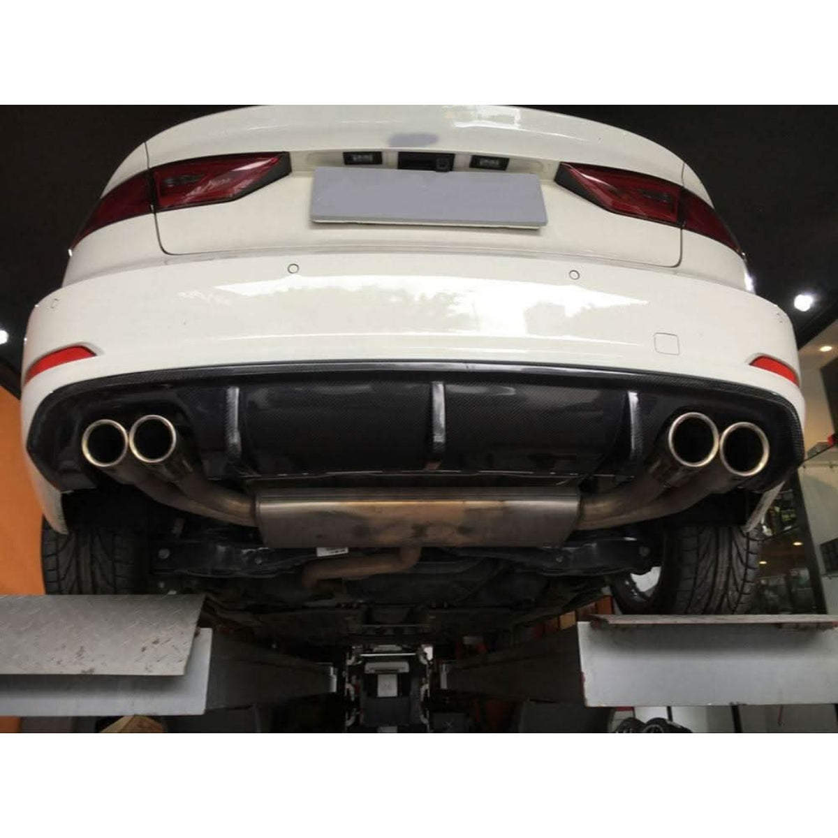 Carbon Fibre Rear Diffuser (Quad Exhaust) for Audi A3 Saloon Non S Line 13-15 - Carbon Factory