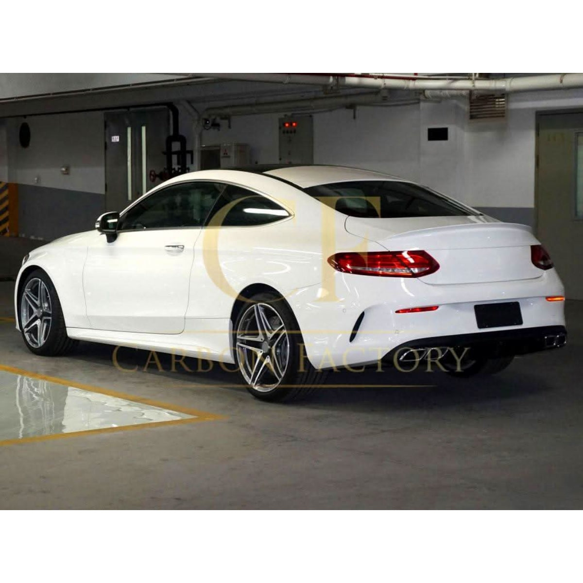 Big Fin Style Carbon Fibre Rear Diffuser for Mercedes W205 C63 2 Door 15-21 - Carbon Factory