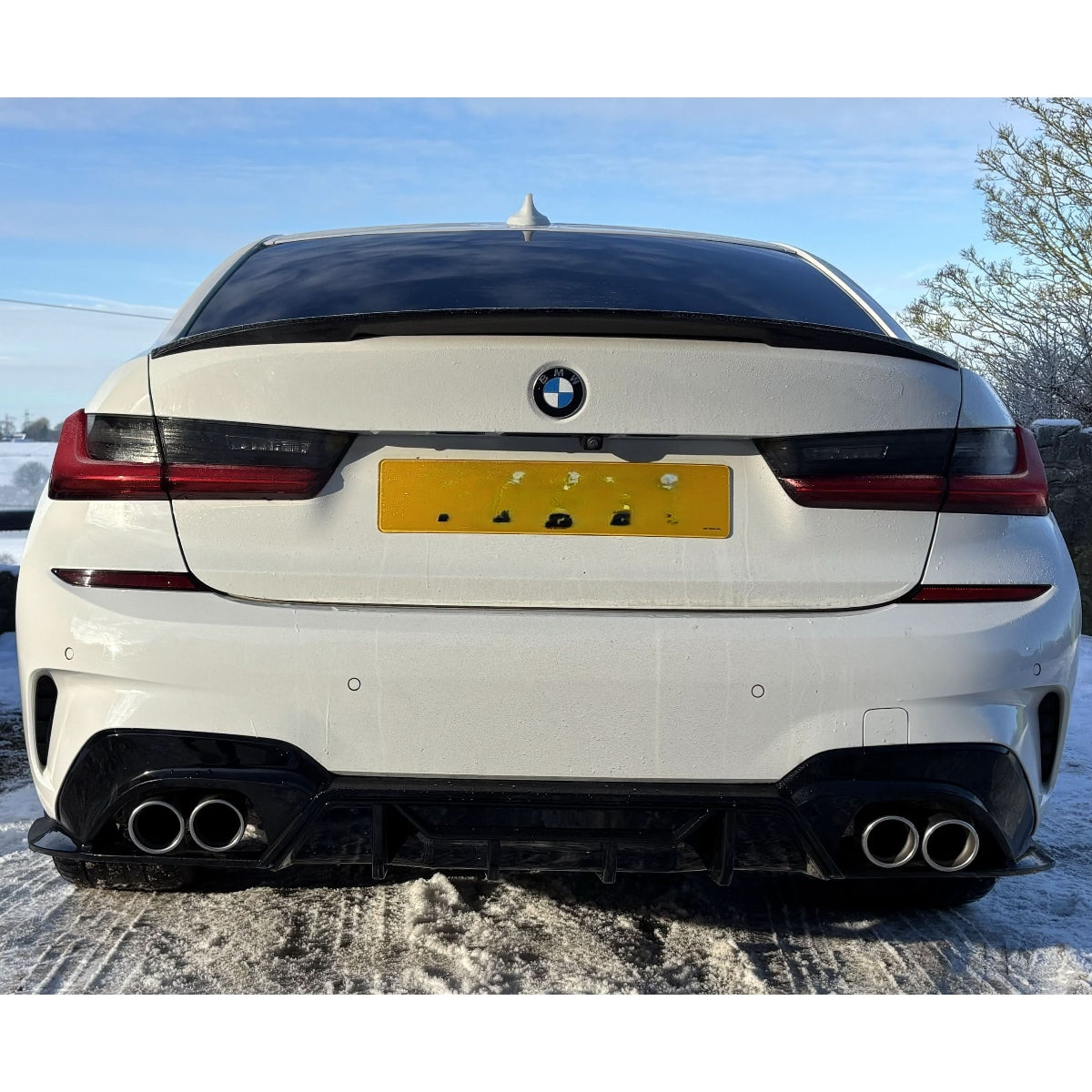 CM Style Gloss Black Rear Diffuser Quad Exhaust for BMW 3 Series G20 G21 Pre-LCI 19-22