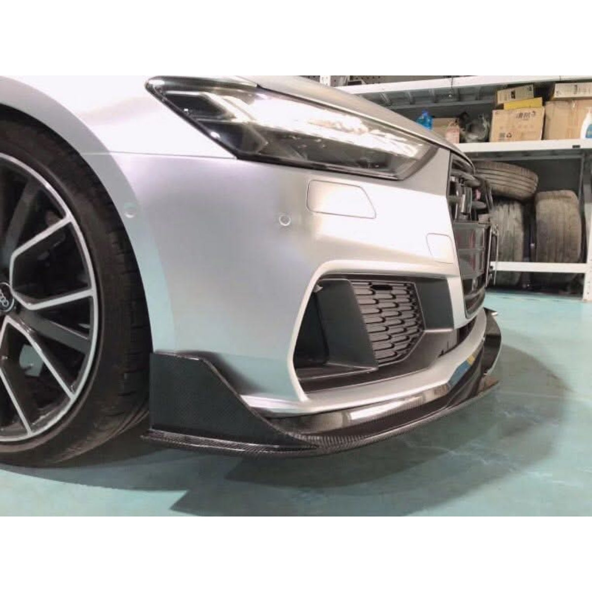 V Style Carbon Fibre Front Splitter for Audi 4K A7 S Line S7 19-22 - Carbon Factory