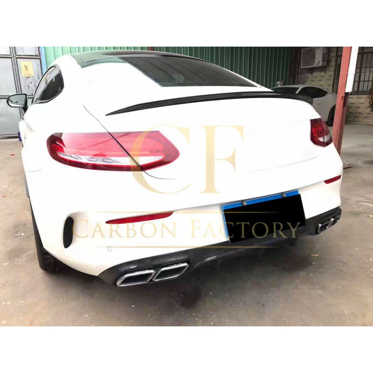 Small Fin Style Carbon Fibre Rear Diffuser for Mercedes W205 C Class & C63 2 Door 15-21 - Carbon Factory