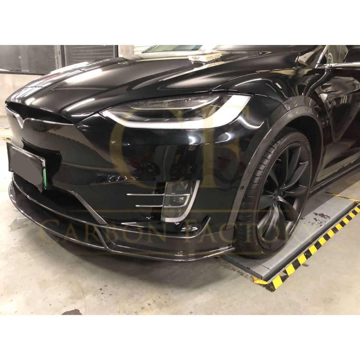 V Style Carbon Fibre Front Splitter for Tesla Model X 16-Present - Carbon Factory