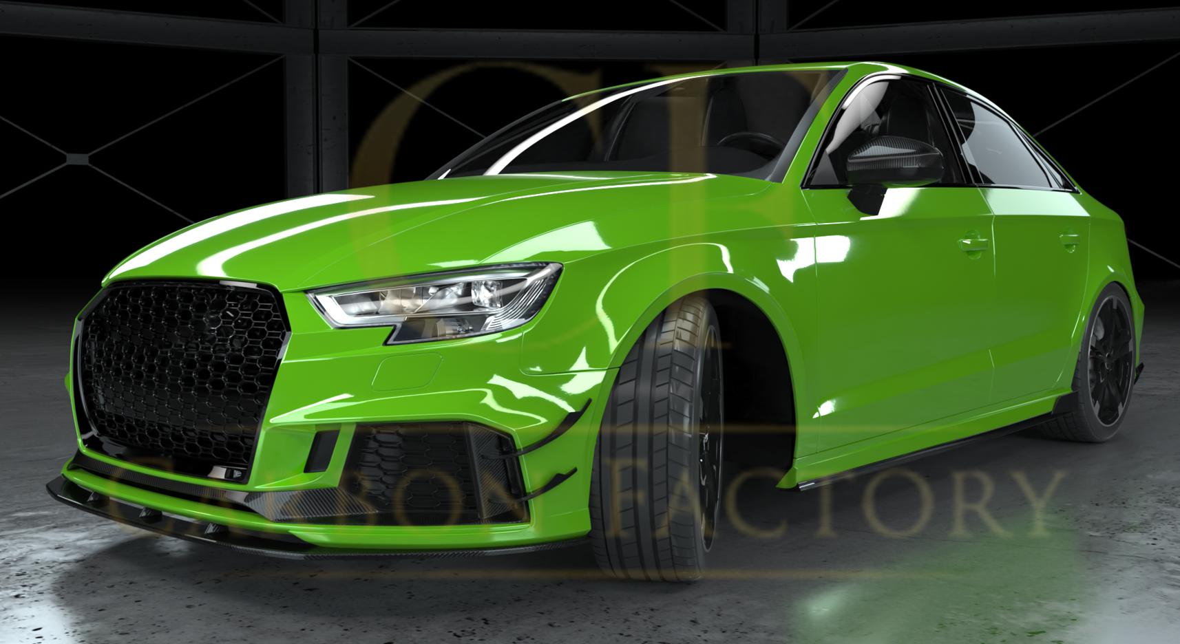 Audi 8V RS3 Saloon Pre-Preg Carbon Fibre Front Canards 17-20-Carbon Factory